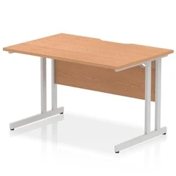 Image of Impulse 1200 x 800mm Scalloped Edge Straight Office Desk Oak Top Silver Cantilever Leg