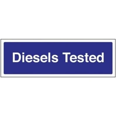 Image of V Safety Diesels Tested Garage Sign 300mm x 100mm 1mm Rigid Plastic