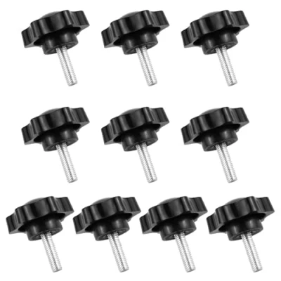 Image of QUCUMER 10 Pcs Clamping Screw Knob, M6 x 20mm Male Thread Knurled Knobs Plastic Head Hand Plum Hex Shaped Grips Star Knob Screws Grip Nuts for Machinery Lathe