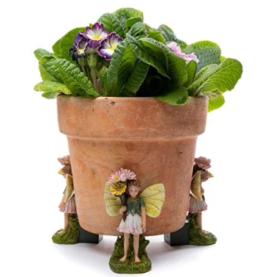 Image of Potty Feet Flower Fairies Daisy Fairy Figures Plant Pot Planter Support Handmade Decorative Ornaments 3pcs