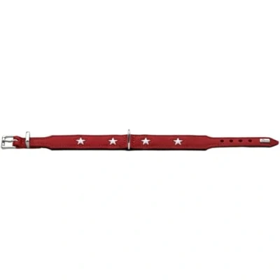 Image of Hunter Magic Star Organic Leather Collar, Red/Black,50