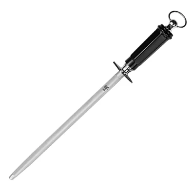 Image of MITSUMOTO SAKARI 12 inch Professional High Carbon Round Knife Sharpener Rod, Diamond Honing Steel for Kitchen Use, Japanese Sharpeners (ABS Handle &amp; Powerful Magnet)
