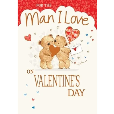 Image of Piccadilly Greetings Valentine&#039;s Day Card, For The Man I Love 9 x 6 inches