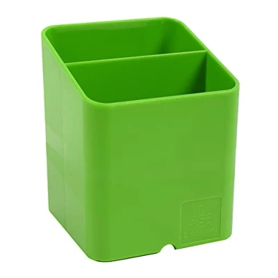 Image of Exacompta Ref 67795D Iderama Collection Pen Cube Pot 74 x 93mm in Size, Space Saving Design, 2 Sections for Desk Organisation Apple Green