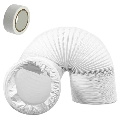 Image of SPARES2GO Air Conditioning Duct Hose 5.9&quot; 15cm 3 Metres PVC Flexible Vent Pipe Universal + Sealing Tape