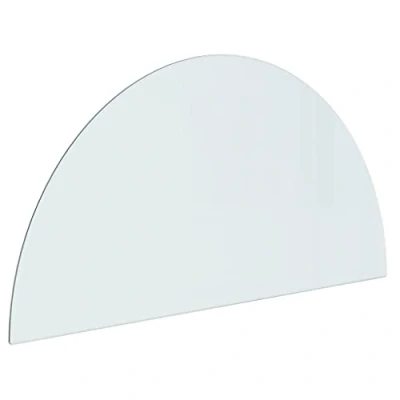 Image of &#039;vidaXL Tempered Glass Fireplace Heat Shield High Temperature Resistant Heavy Duty Load Capacity Transparent Half Round Plate Easy Installation 1000x500 mm