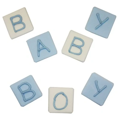 Image of Anniversary House Baby Boy Blocks Sugarcraft Toppers, SF399, Blue