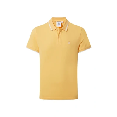 Image of TOG24 Binsoe Men&#039;s Polo T Shirt in 100% Sustainable Supersoft Textured Cotton Pique, Flat Knitted Ribbed Collar and Cuffs, Contrast Tipping Sunflower