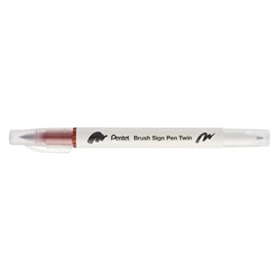 Image of Pentel Brush Sign Pen Twin Tip Brown Pack of 10