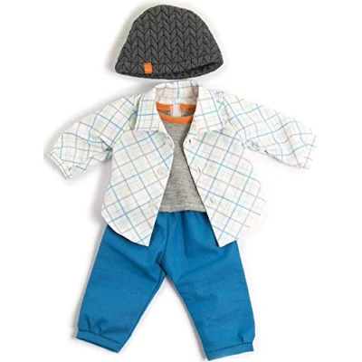 Image of Miniland Unisex Kids Conjunto Entretiempo Azul 40cm Mild weather blue set for 40 cms dolls 31559, Blue, 38 cm UK