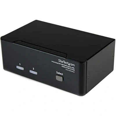 Image of StarTech.com DVI KVM Switch with Audio &amp; USB 2.0 Hub 2 Port 1920 x 1200 Dual Monitor (SV231DD2DUA)