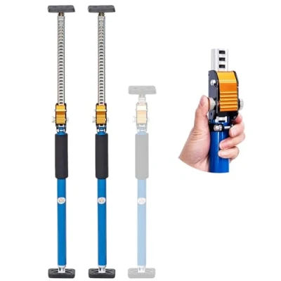 Image of TOPWAY 2 Pack Telescopic Drywall Support 600 1000mm Steel Quick Adjustable Ceiling Rod, Supports Up to 60kg Construction Tools for Cabinet Door Frame Strut