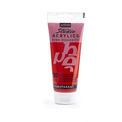 Image of Pébéo 831 020 Studio Acrylics Fine Acrylic Paint Red Quinacridone Scarlet, 100 ml