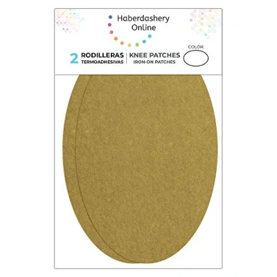 Image of Haberdashery Online 2 Piece Suede Knee Patches Navy, Iron on Pads for Clothes Protection &amp; Repair, Suitable Trousers, Jackets, Sweaters, Shirts, 16x10cm Color: 97 Beige