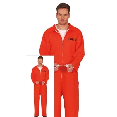 Image of FIESTAS GUIRCA Inmate costume convicted orange prison suit L 42 44