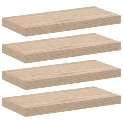 Image of vidaXL Engineered Wood Floating Shelves Oak Veneer, Wall Mounted 4 Pcs, 50x23.5x4 cm Brown
