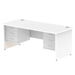 Image of Impulse 1800x800mm Desk White Top Panel Leg 2x3 Drawer Fixed Pedestal