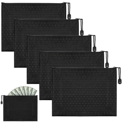 Image of 5 Pcs A5 Zipper File Bags, Waterproof Oxford Cloth Pouch document Wallet, Travel Folder Bags for Office, School, Cash, Cosmetics, Stationery