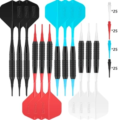 Image of CyeeLife Plastic tip Darts Set 16g,Flights Don&#039;t Fall Off&amp;Colorful Beautiful&amp;Durable Flights&amp;Not Easy to Break and Bend,with Tool Extra Tips