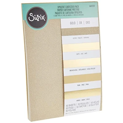 Image of Sizzix Surfacez Opulent Cardstock 664532, Gold, 50 Pack, Metal, One Size