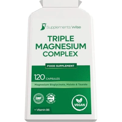 Image of Triple Magnesium Complex 3 in 1 Blend Bisglycinate, Malate and Taurate with Vitamin B6 Supplements for Women Men 120 Capsules