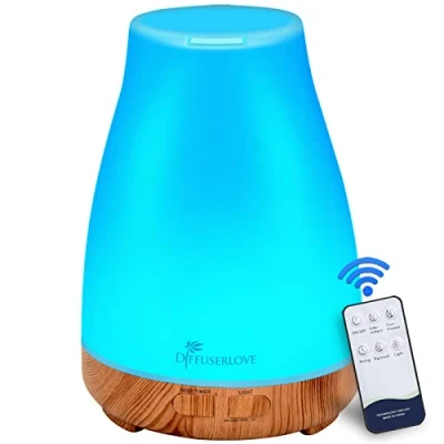 Image of 300ML Essential Oil Diffuser Remote Control Aromatherapy Mist Humidifiers with 7 Color LED Lights and Waterless Auto Shut Off for Bedroom Office House Kitchen Yoga