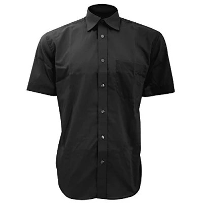 Image of Kustom Kit Mens Short Sleeve Business Shirt (18inch) (Black)