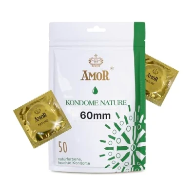 Image of AMOR Nature Premium Condoms, Perfect Positioning and Suitable Size for Everyone Ø 60 mm, Transparent, Pack of 50