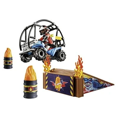 Image of Playmobil Stunt Show 70820 Starter Pack Quad with Fire Ramp, Toys for Children Ages 4+