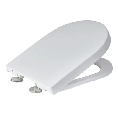 Image of Showerdrape D Shape Toilet Seat, Soft Close, Top Fix, One Button Quick Release for Cleaning White Detroit
