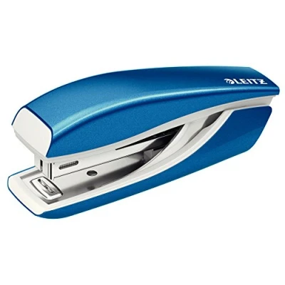 Image of Leitz Mini Stapler, 10 Sheet Capacity, Ergonomic Metal Body, Includes Staples, WOW Range, 55281036 Metallic Blue