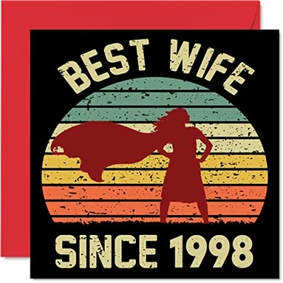 Image of 26th Anniversary Card for Wife from Husband Best Since 1998 I Love You Gifts, Happy Wedding Cards Partner, 145mm x Greeting Twenty Sixth Anniversaries