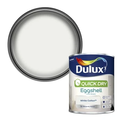Image of Dulux 5358168 Quick Dry Eggshell Paint White Cotton 750ML