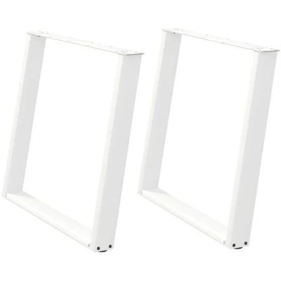 Image of vidaXL dining table legs u shaped 90cm white adjustable steel base diy assembly for setups
