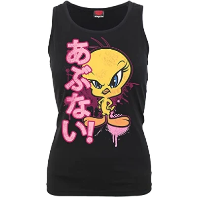 Image of Looney Tunes Tweety Danger Razor Back Top Black XL
