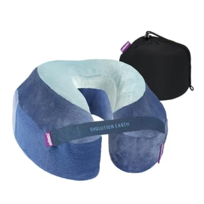 Image of Cabeau Evolution Earth Deluxe Memory Foam Travel Neck Pillow The Best with 360 Head, and Chin Support (Water)