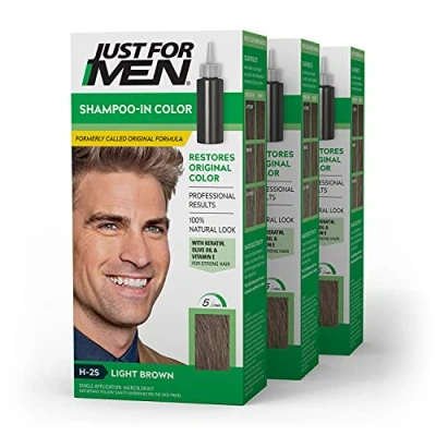 Image of Just For Men Original Formula Men&#039;s Hair Color, Light Brown (Pack of 3)