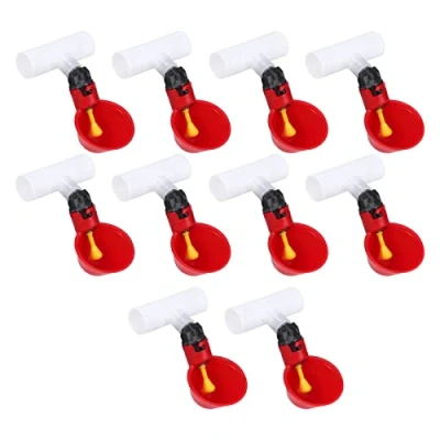 Image of Chicken Drinker Cups 10Pcs Automatic Plastic Poultry Waterer 1/2inch Tee Water Drinking Dispenser Bowls for Bird Quail Pigeon Hen Livestock