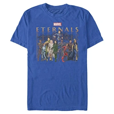 Image of Marvel ETERNALS Group Repeating Organic Short Sleeve T Shirt, Bright Blue, S