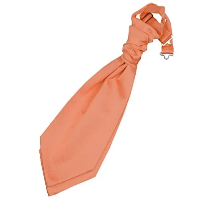 Image of DQT Plain Satin Wedding Pre Tied Scrunchie Cravat Tie for Boys Coral