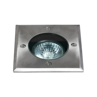 Image of Gramos Square Outdoor Recessed In Ground Light Brushed Stainless Steel IP65, GU10