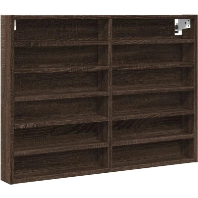 Image of vidaXL Vitrine Cabinet Brown Oak 80x8.5x58 cm Engineered Wood