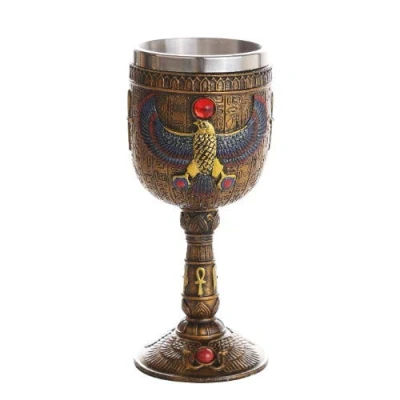Image of Pacific Giftware Ancient Egyptian Winged Horus Falcon Ceremonial Chalice Cup 7oz Wine Goblet