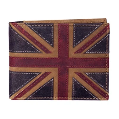 Image of Mala Leather RFID Blocking Union Jack Wallet with Coin Pocket Brown