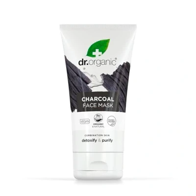 Image of Dr Organic Charcoal Face Mask, Cleansing, For Acne &amp; Clearing Skin, Oily, Problem Natural, Vegan, Cruelty Free, Paraben SLS Recycled Recyclable, Organic, 125ml, Packaging may vary