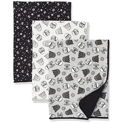 Image of Amazon Essentials Disney Marvel Star Wars Boys&#039; Swaddle Blankets, pack of 3, 3 Tiny Trooper, One Size