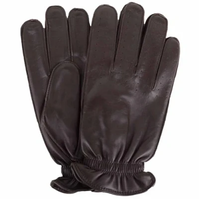 Image of SNUGRUGS Mens Genuine Leather Gloves with Perforation Detailing and Fleece Lining Brown Extra Large