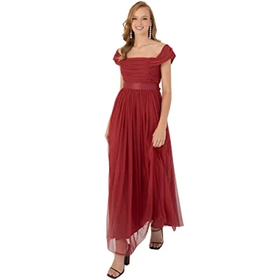 Image of Anaya with Love Women&#039;s Womens Ladies Maxi Bardot Off Shoulder Belt Long Empire Waist for Wedding Guest Prom Even Dress, Garent, 14 UK