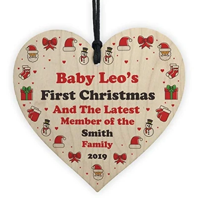 Image of RED OCEAN Babys First Christmas Tree Decoration Personalised 1st Bauble Gift
