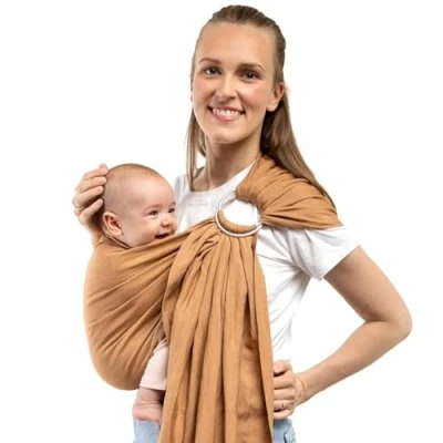 Image of Boba Ring Sling Baby Carrier Newborn to Toddler Lightweight &amp; Breathable Carrier, Hip Healthy Sling, Wrap for Front Carry, 8 35 lbs (Rye)